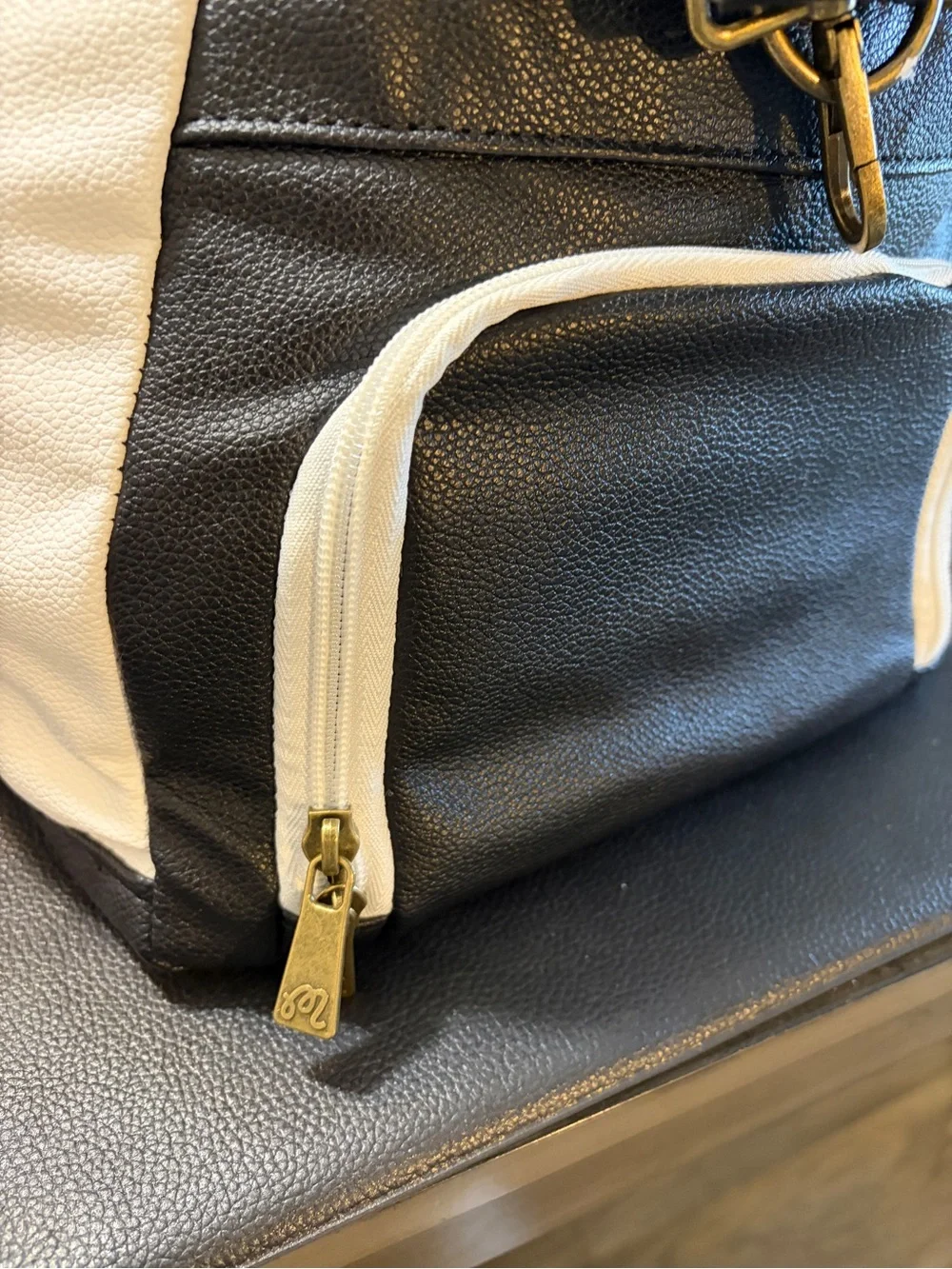 Malbon Duffel Bag Black, White, Brown.